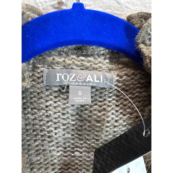 Roz & Ali Womens Open Front Wool Blend Cardigan Ruffle Faux Fur Size Large NWT - Picture 3 of 4